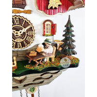 Beer Drinker & Water Wheel LED Battery Chalet Cuckoo Clock 30cm By TRENKLE image