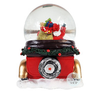 16cm Musical Snow Globe With Santa On Vintage Car (Santa Claus Is Coming To Town) image