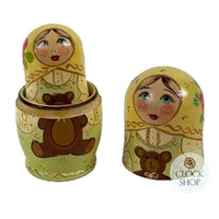 Zagorsk Country Russian Dolls With Flowers & Teddy 11cm (Set Of 5) image