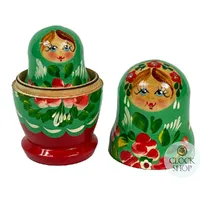 Floral Russian Dolls- Green and Red 10cm (Set Of 5) image