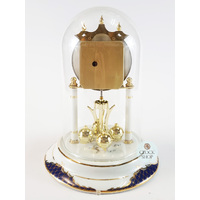 23cm White & Gold Porcelain Anniversary Clock With Blue Decorative Detail By HALLER (Cracked Dial) image