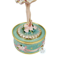 Pink & Green Ballerina Figurine Enamel Music Box (Tchaikovsky- Swan Lake) image