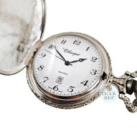 48mm Rhodium Mens Pocket Watch With Deer & Hunting Dogs By CLASSIQUE (Arabic) image