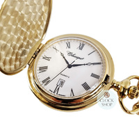 48mm Gold Unisex Pocket Watch With Floral Pattern By CLASSIQUE (Roman) image