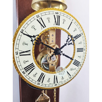 68cm Walnut & Brass Mechanical Skeleton Wall Clock With Bell Strike By HERMLE image