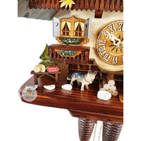 Beer Drinker & Dog 8 Day Mechanical Chalet Cuckoo Clock 33cm By HEKAS image