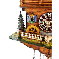 Hiker, Dog & Water Wheel Battery Chalet Cuckoo Clock 28cm By TRENKLE image