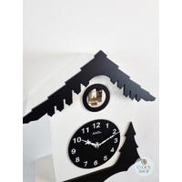 34cm Black & White Modern Battery Chalet Cuckoo Clock By AMS image