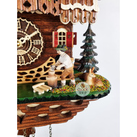 Wood Chopper & Water Wheel LED Battery Chalet Cuckoo Clock With Dancers 34cm By TRENKLE image