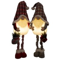 85cm LED Extendable Christmas Gnome With Tartan Hat - Grey or Red image