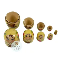 Zagorsk Country Russian Dolls With Flowers & Teddy 11cm (Set Of 5) image