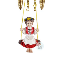Heidi House Battery Chalet Clock With Swinging Doll 12cm By TRENKLE image