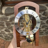 18cm Walnut Mechanical Skeleton Table Clock By HERMLE (Small Scratches) image