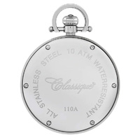 48mm Stainless Steel Workers Pocket Watch With Black Leather Pouch By CLASSIQUE image