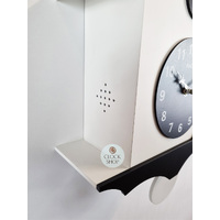 34cm Black & White Modern Battery Chalet Cuckoo Clock By AMS image