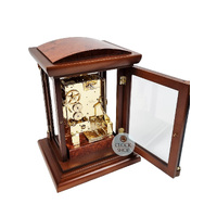 39cm Walnut Mechanical Skeleton Table Clock With Triple Chime By AMS image
