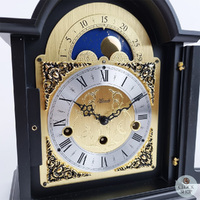 30cm Black Mechanical Table Clock With Westminster Chime & Moon Dial By HERMLE (Small Crack) image