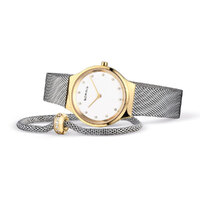 Gift Set- 31mm Classic Collection Gold & Silver Womens Watch With Bracelet By BERING image