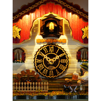 Beer Drinker & Water Wheel LED Battery Chalet Cuckoo Clock 30cm By TRENKLE image