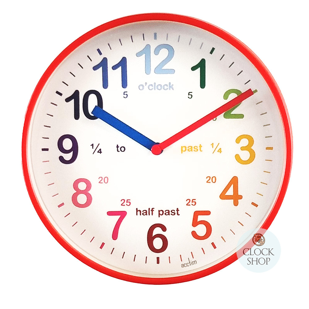 20cm Wickford Red Children s Time Teaching Wall Clock By ACCTIM Acctim Clock Shop Australia