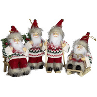 18cm Red & Green Knitted Santa Hanging Decoration- Assorted Designs image