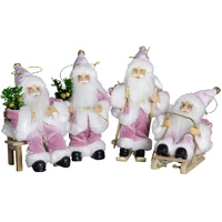 18cm Pink & White Santa Hanging Decoration- Assorted Designs image