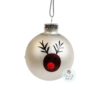 6cm Reindeer Glass Bauble Hanging Decoration (Pack Of 4) image