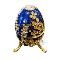Blue Egg Shaped Music Box With Gold Embellishments (No Music) image