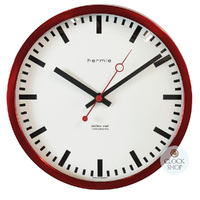 30cm Brushed Stainless Red Modern Wall Clock By HERMLE image