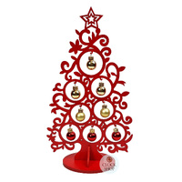 30cm Red Christmas Tree with Colourful Baubles image