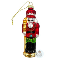 12cm Glass Red Nutcracker Hanging Decoration image