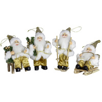 18cm Gold & White Santa Hanging Decoration- Assorted Designs image