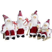 18cm Red & White Tartan Santa With Gift Hanging Decoration- Assorted Designs image