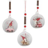 10cm Christmas Glass Bauble Hanging Decoration- Assorted Designs image