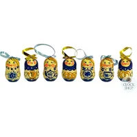 Russian Dolls Hanging Decoration- Blue & Yellow 6cm (Set of 7) image