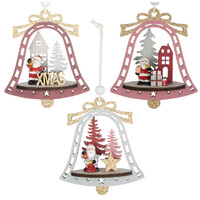 12cm Santa in Bell Hanging Decoration- Assorted Designs image