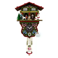 Swiss Weather House Battery Chalet Clock With Heidi Swinging Doll 19cm By TRENKLE image