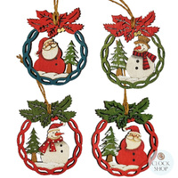 7.5cm Wooden Christmas Figurine Hanging Decoration- Assorted Designs image