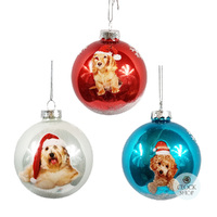 8cm Dog Glass Bauble Hanging Decoration- Assorted Designs image