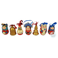 Russian Dolls Hanging Decoration- Red, Blue & Gold 6cm (Set of 7) image