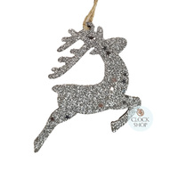 8cm Silver Reindeer Hanging Decoration image