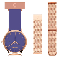 36mm Nightingale Rose Gold Nurses Watch With Violet Purple Dial + Rose Gold Band By Coluri image