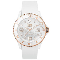 Crystal Collection White/Rose Gold Watch with White Dial with Silver Swarovski Floating Crystals By ICE image