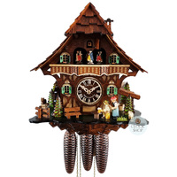 Beer Drinker & Rolling Pin 8 Day Mechanical Chalet Cuckoo Clock With Dancers 37cm By ENGSTLER image