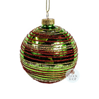 10cm Red, Green & Gold Bauble Hanging Decoration image