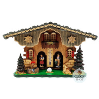 22cm Chalet Weather House With Deer & Water Trough By TRENKLE image