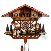 Accordion Player & Beer Drinker Battery Chalet Cuckoo Clock 37cm By TRENKLE image