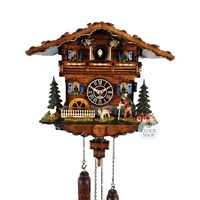 Hiker, Dog & Water Wheel Battery Chalet Cuckoo Clock 28cm By TRENKLE image