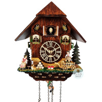 Accordion Player Battery Chalet Cuckoo Clock With Swinging Doll 26cm By TRENKLE image