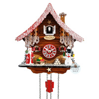 Christmas Santa & Snowman Battery Chalet Cuckoo Clock 27cm By TRENKLE image